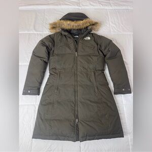 The North Face Women's Parka - Dark Olive Green with Faux Fur Hood